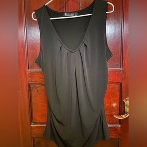 7th Avenue New York & Company Black Blouse Pleated Front Sleeveless